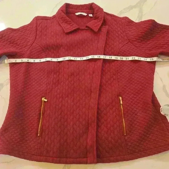 Isaac Mizrahi Live Quilted Knit Moto Jacket Raspberry Womens Size 1X - Picture 7 of 11
